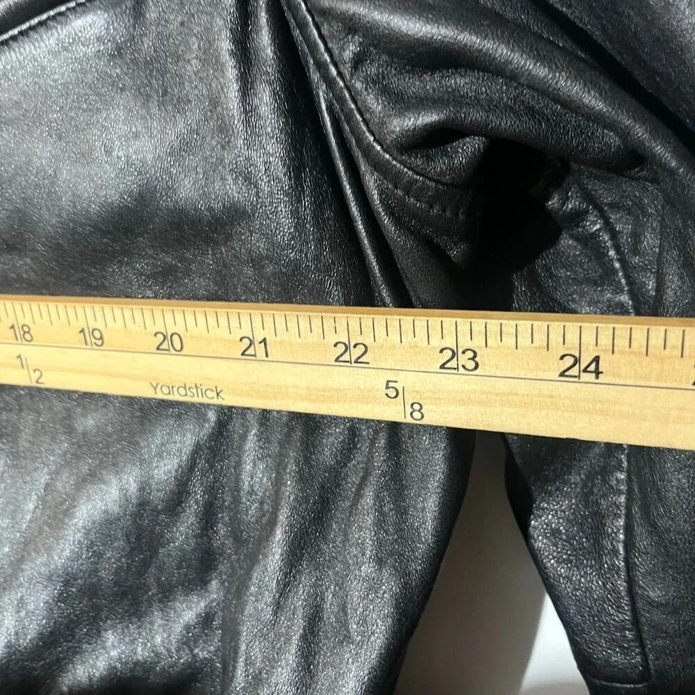 Wilson's Leather Thinsulate Black Belted Coat Jacket Collared Biker Mens Size XL